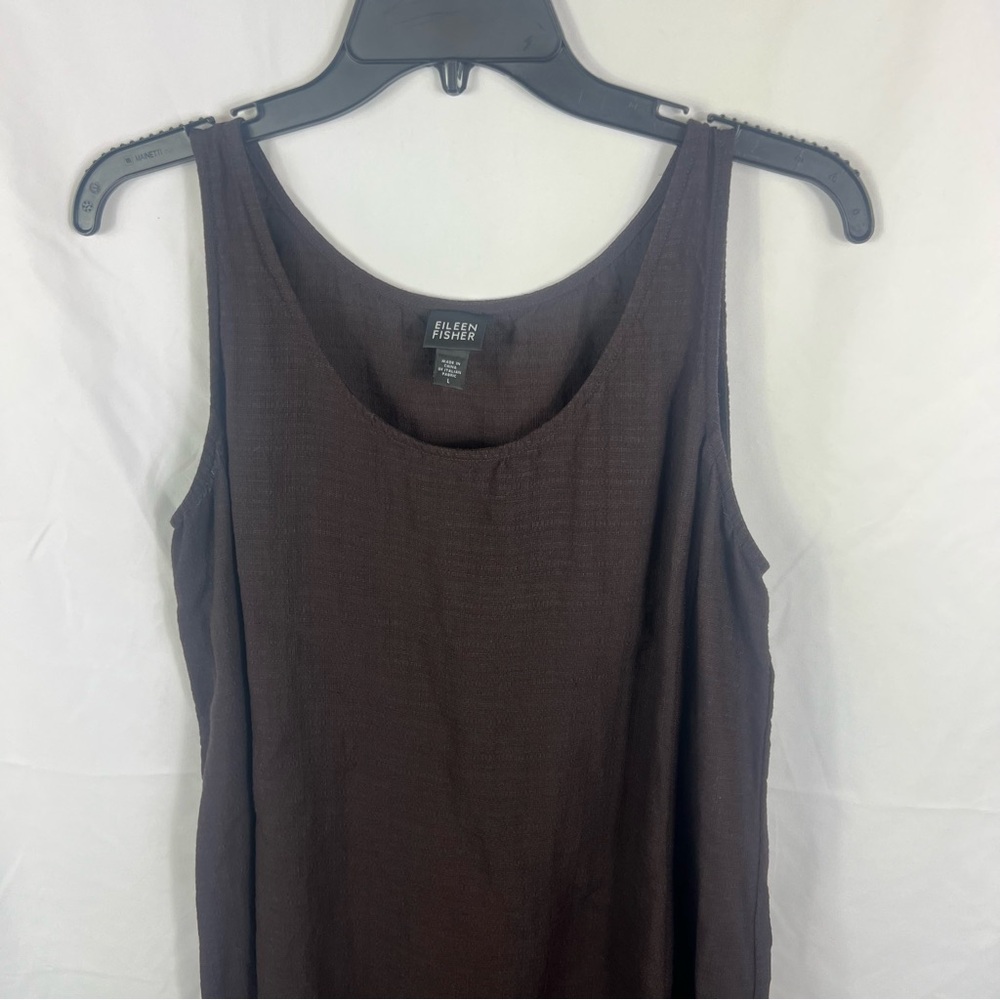 Eileen Fisher Brown Linen Blend Sleeveless Maxi Dress - Picture 4 of 7